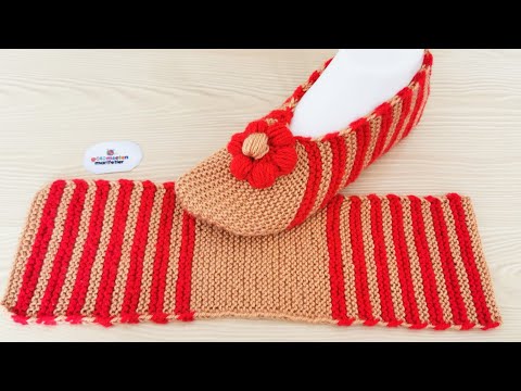 Видео: Легкие женские пинетки с двумя шампурами - Вязаные пинетки