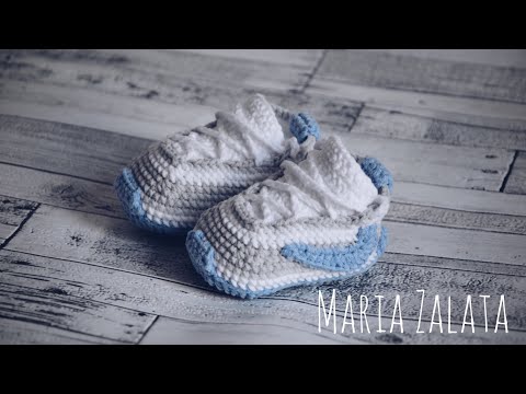 Видео: Мастер класс - Вязаные пинетки крючком / Пинетки кеды крючком