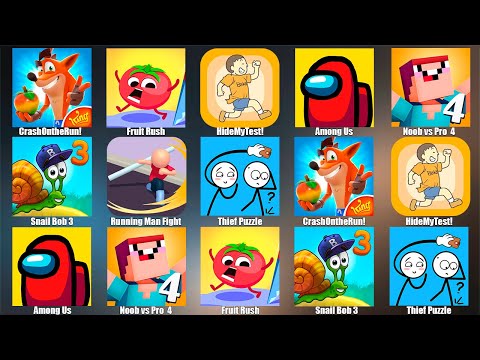 Видео: Gameplay - Among Us,Noob vs Pro vs Hacker,CrashOntheRun,Fruit Rush,Thief Puzzle,Snail Bob,Амонг Ас