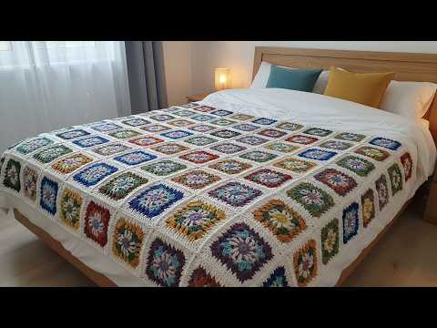 Видео: Невероятный квадратный мотив крючком, который вы еще не вязали. Вязание крючком.