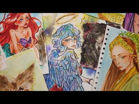 Видео: Обзор АКВАРЕЛЬНЫХ рисунков спустя 4 года артблока / Watercolor art tour 