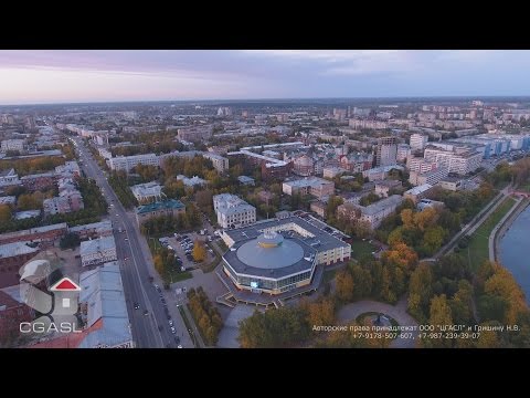 Видео: Аэросъемка города Иваново (панорама, сумерки)
