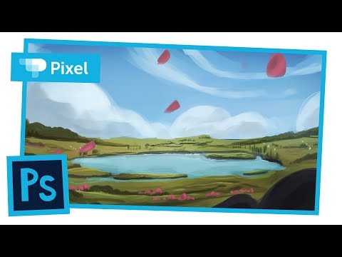 Видео: Рисуем весенний пейзаж в Adobe Photoshop | цифровое рисование | уроки для начинающих