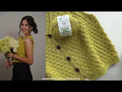 Видео: Новый топ / жиллет на пуговицах из пряжи Gazzal organic baby cotton.
