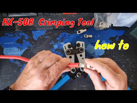 Видео: Инструмент для обжима наконечников аккумуляторных кабелей HX-50B. Ручные клещи электрика для обжи...