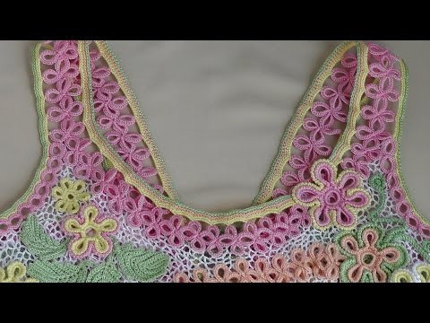 Видео: Как связать бретельки для сарафана. Ленточное кружево крючком - Crochet Lace
