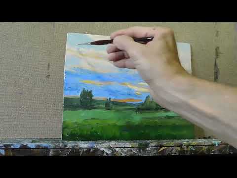 Видео: Картина маслом: "Уходящие лучи солнца"!