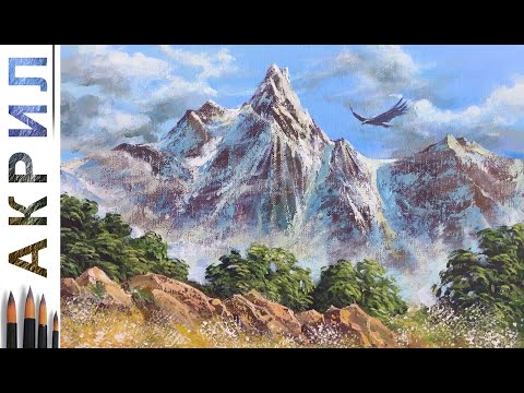 Видео: Горный страж. Как нарисовать пейзаж 🎨АКРИЛ! Сезон 8-3 | Мастер-класс ДЕМО