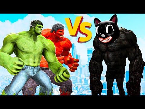Видео: ЗЕЛЕНЫЙ и КРАСНЫЙ ХАЛК ПРОТИВ КАЧКА МУЛЬТЯШНОГО КОТА В ГАРРИС МОД! CARTOON CAT SCP В Garry`s Mod!