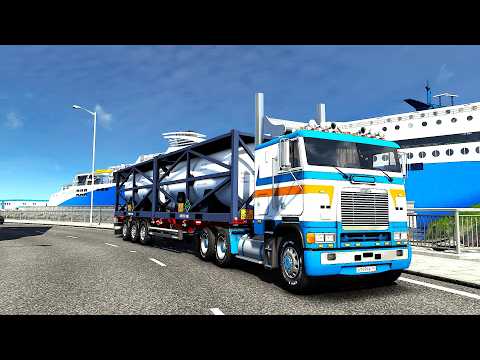 Видео: 2212 / ЕTS2 1.57 / Freightliner FLB / С грузом из Исландии в Шотландию.