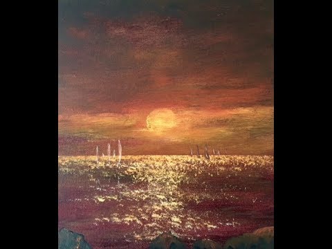 Видео: #2 Закат.Как создать ,блики сияние  на воде.  Лессировка. Акрил. Creating the glow on the water