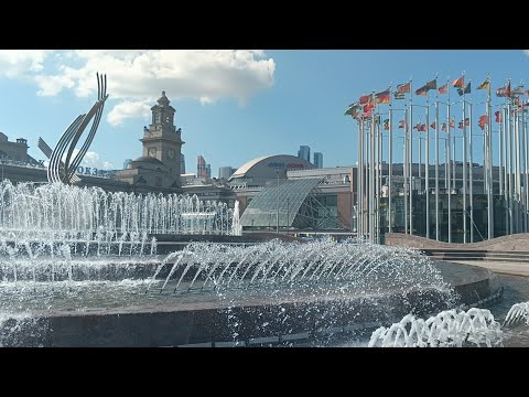 Видео: Прогулки по Москве. Прогулка по площади Евразии. Киевский вокзал.  Мост Богдана Хмельницкого