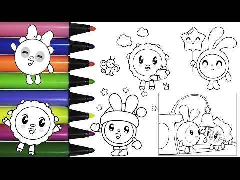 Видео: №194 Раскраски с Малышариками ✨ Раскраска Малышарики Ежик, Крошик, Пандочка, Барашик, Нюша 🟣🟡🟢