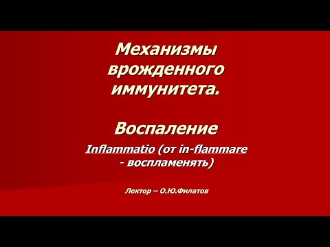 Видео: Врожденный  иммунитет. Воспаление (лектор О.Ю.Филатов)