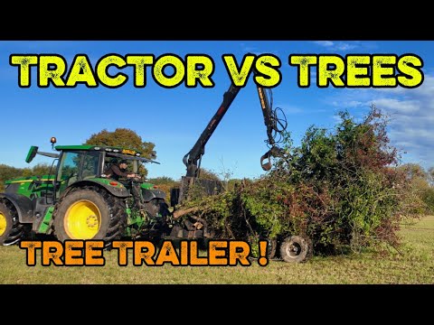 Видео: Лесозаготовки, огромный экскаватор с вращающимся грейфером, трактор для перемещения деревьев, агр...