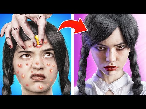 Видео: Уэнсдей Аддамс! Из ботанши в красотку с помощью гаджетов из TIk Tok!