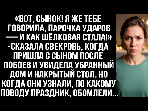 Видео: «Вот, сынок! Я же тебе говорила, парочка ударов — и как шёлковая стала!» — сказала свекровь, когда..