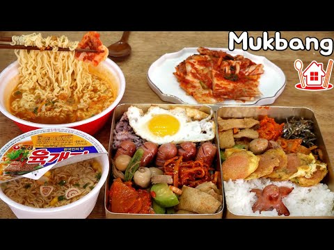 Видео: Пара Mukbang│ Готовят различные корейские гарниры для ланч-бокса и наслаждаются лапшой из чашки.