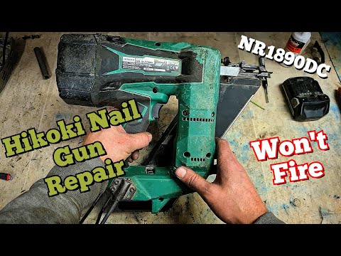 Видео: Как отремонтировать гвоздезабивной пистолет Hikoki, Hitachi, Metabo HPT NR1890DC, который не стре...