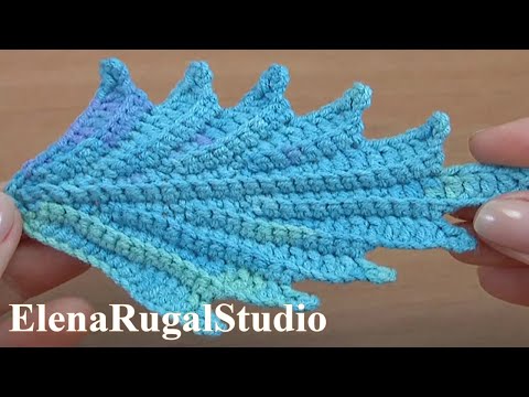 Видео: Вязаный крючком листик с острыми краями, презентация урока 43
