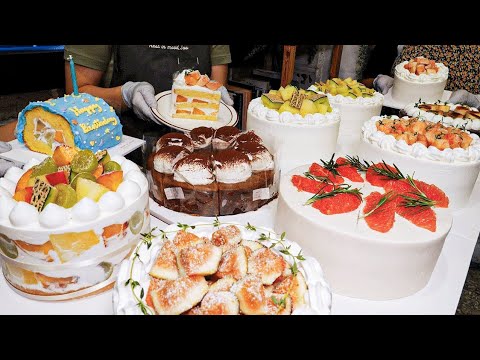 Видео: Лучший Вкусный и красивый фруктовый торт! Корейская уличная еда