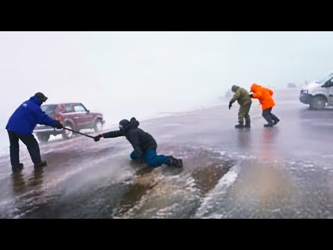 Видео: Безумные Случаи на Ледяной Дороге, Снятые на Камеру