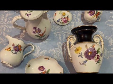 Видео: Фиолетовые цветы на фарфоре Meissen.