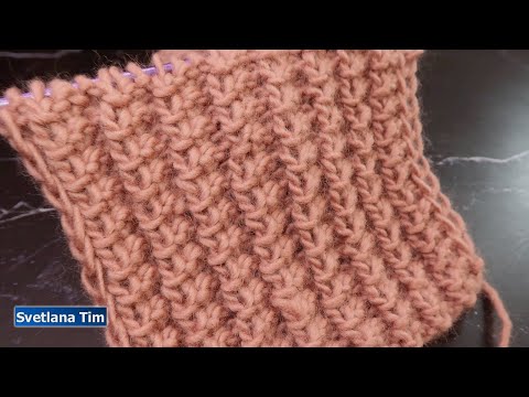 Видео: Простой Узор Спицами для вязания шарфа, свитера, кардигана / Светлана Тим вязание спицами