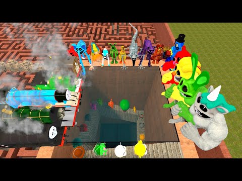 Видео: Вышибаем всю Поппи, игровую семью в лабиринте, Томаса Зоономали Гартена из Банбана Спрунки в Garr...