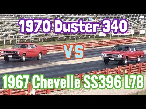 Видео: Chevelle SS396 L78 1967 года против Plymouth Duster 340 1970 года — ЧИСТЫЙ СТАНДАРТНЫЙ ДРЭГ-РЕЙС ...