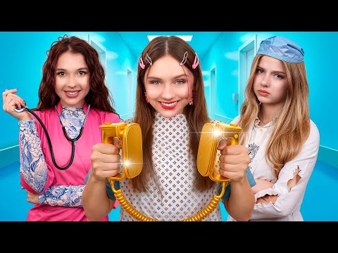 Видео: Бедная VS Богатая VS Миллионерша в Больнице || Нищая VS Гига Богатая Девушка