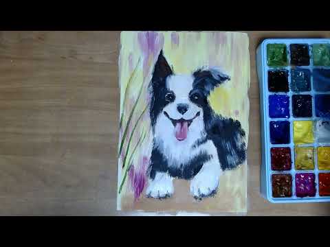 Видео: Собака. Гуашь.