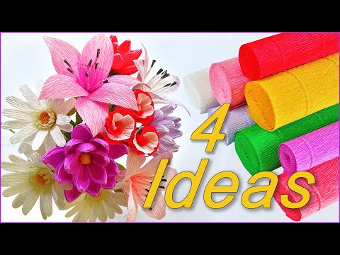 Видео: 4 ИДЕИ! 🌺🌹 Как сделать ЦВЕТЫ из гофрированной бумаги