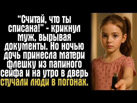 Видео: “Считай, что ты списана!” — крикнул муж, вырывая документы. Но ночью дочь принесла матери флешку....