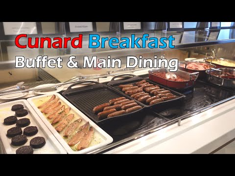 Видео: Завтраки и гастрономический тур на круизном лайнере Cunard Cruises в буфете и главном ресторане