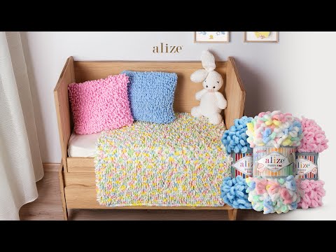 Видео: Детское одеяло с пряжей Alize Puffy Fine