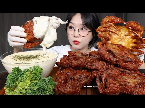 Видео: Жареные крабы в мягком панцире со сливочным соусом🦀Mukbang ASMR