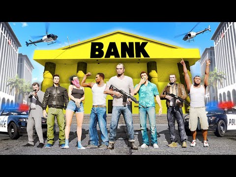 Видео: ВСЕ ГЕРОИ GTA ГРАБЯТ БАНК В ЛОС САНТОСЕ!