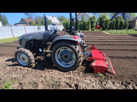 Видео: Фрезеруею под под посадку.  Tractor Scout te-504 и почвофреза 1.6м