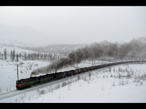 Видео: 3ТЭ10М-1416 и 3ТЭ10М-1313+3ТЭ10У-0018 (Мурурин) / 3TE10M-1416 and 3TE10M-1313 (RZD, Mururin pass)