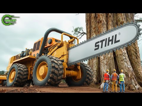 Видео: Экстремально опасные и быстрые большие бензопилы для валки деревьев | Экскаватор-монстр для удале...