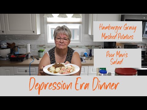 Видео: Ужин эпохи Великой депрессии I Подливка для гамбургеров с картофельным пюре I Салат для бедняков