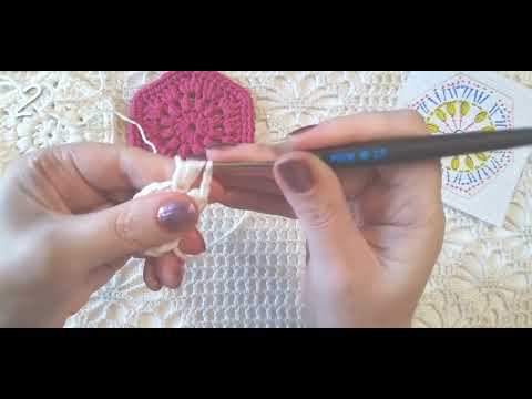 Видео: Мотив крючком.  Кружевной пятиугольник.   Hexagon Flower Doily  Free Crochet Pattern