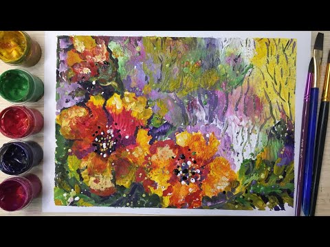 Видео: Весеннее настроение. Гуашь. Монотипия