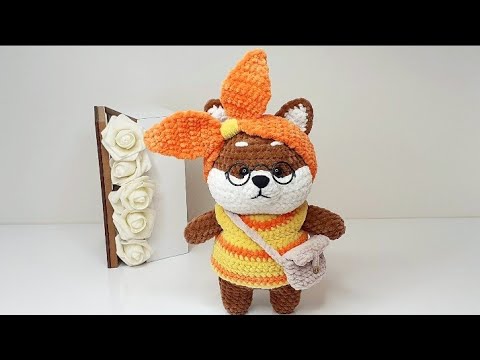 Видео: МК СОБАЧКА СИБА ИНУ ЛАЛАФАНФАН КРЮЧКОМ ❤ 3-Я ЧАСТЬ (Животик, щёчки,  мордочка)