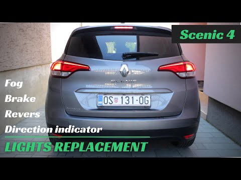 Видео: Renault SCENIC 4 - Замена задних фонарей (лампы заднего хода, противотуманные фары, стоп-сигналы,...