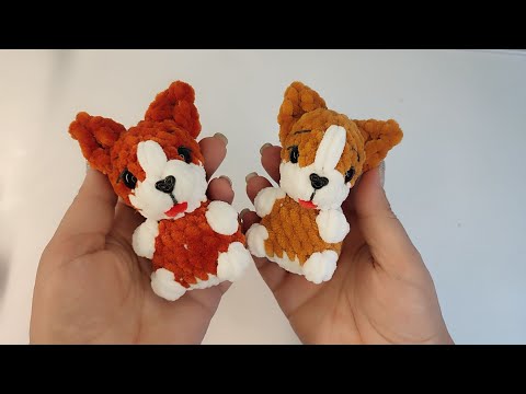 Видео: Собачка корги крючком, брелок корги вязаный крючком