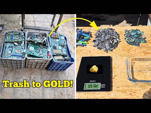 Видео: Извлечение золота из электроники: извлечение деталей, содержащих золото.