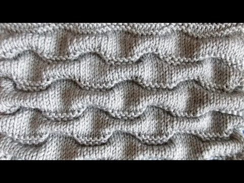 Видео: Узор Буфы спицами. Эффект клоке.