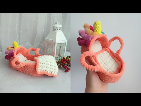 Видео: МК на вязаную люльку - колыбельку для игрушки, люлька - переноска крючком, люлька крючком